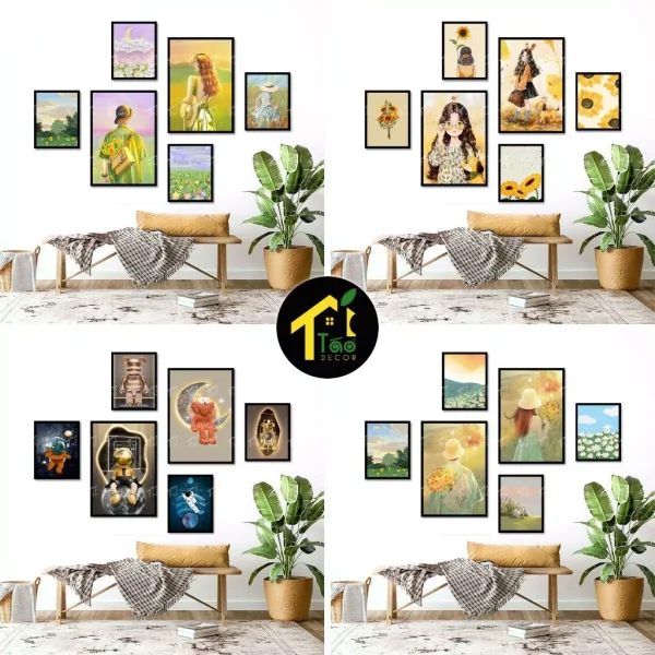 50 Set tranh treo tường cute, tranh dán tường hiện đại