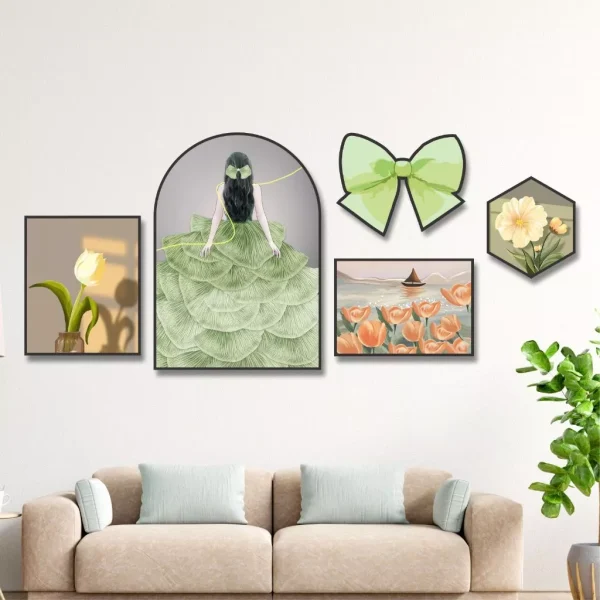 Set tranh vòm dán tường phòng khách, phòng ngủ hiện đại
